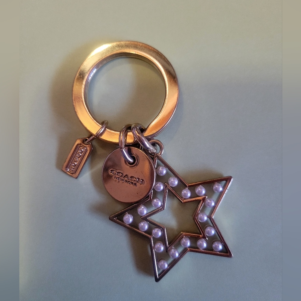 Coach Gold-Tone Star Keychain with Pearls - Picture 2 of 2